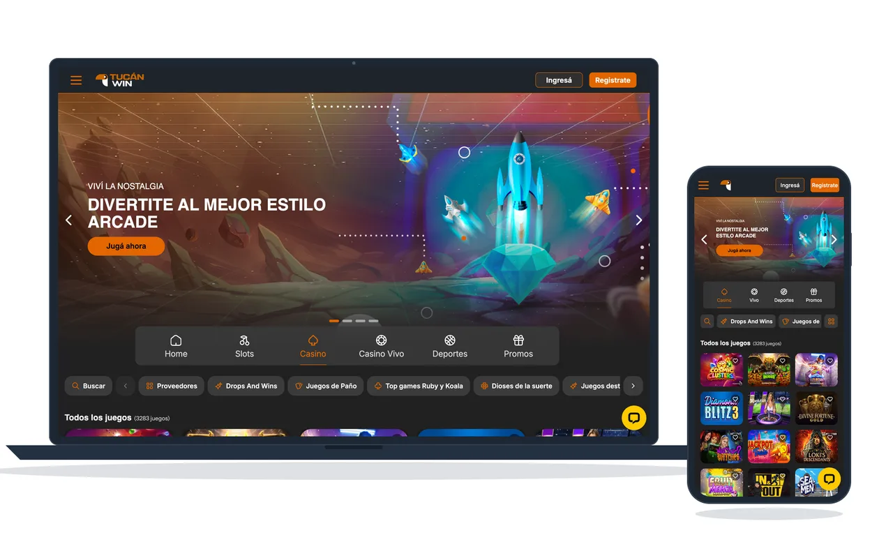 Caja de un casino online argentino con los métodos de pago disponibles, en notebook y celular